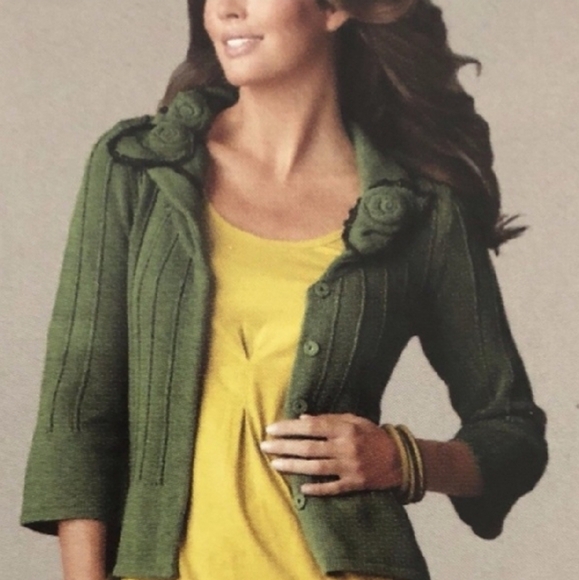 CABI Knit Crochet Flower Detail Snap Front Cardigan - Medium - Picture 1 of 5